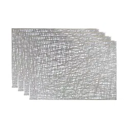 Dakshya Industries Silver Toned 4 Pieces Rectangular Table Placemats image 4