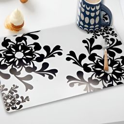 REVEXO Black & White 6 Pieces Floral Printed Rectangular Table Placemats image 4