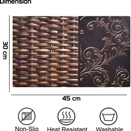 REVEXO Black 6 Pieces Printed Rectangular Table Placemats image 2