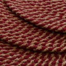 HOMADORN Brown & Maroon 2 Pieces Braided  Cotton Round Reversible Table Placemats image 2