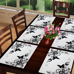 REVEXO Black & White 6 Pieces Printed Rectangular Table Placemats image 4