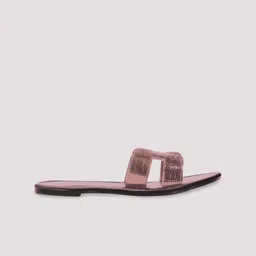 FIMBUL Textured Memory Foam Lightweight Leather Open Toe Flats image 4