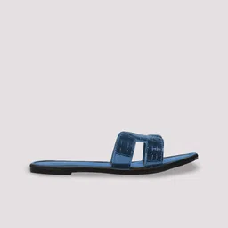 Krelin Textured Memory Foam Leather Lightweight Open Toe Flats image 5