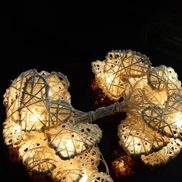 Ascension White 14 Rattan Heart String Lights image 3