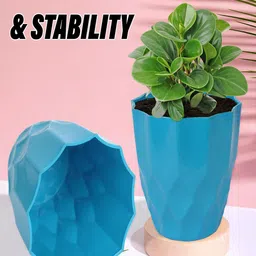 Kuber Industries Set Of 5 Blue & Green Barfi Pattern Flower Pot image 3