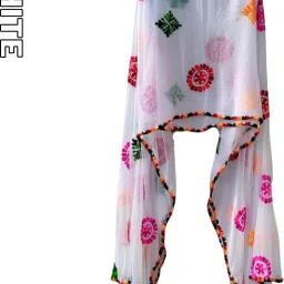 Chiffon Embroidered White Women Dupatta-image-34