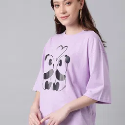 Kotty Graphic Printed Drop-Shoulder Sleeves Oversized T-shirt image 2