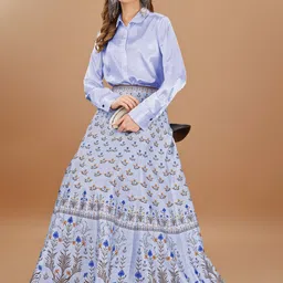 SAPTRANGI Printed Flared Maxi Skirt image 2
