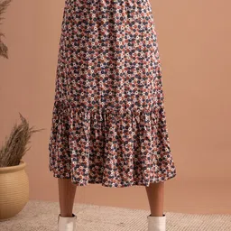 B.Copenhagen Floral Printed Flared Midi Skirts image 5