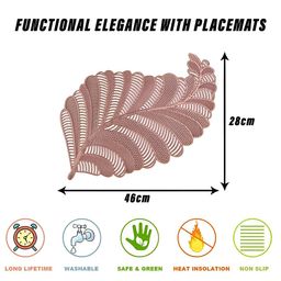 Kuber Industries 4 Pieces Copper Coloured Leaf Shaped Table Placemats image 2