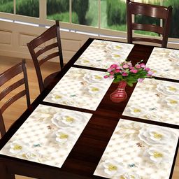 REVEXO Peach & White 6 Pieces Printed Rectangular Table Placemats image 4