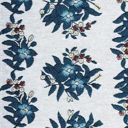 BELLA TRUE Set Of 7 White & Teal Blue Floral Printed Jacquard Table Placement & Runner Set image 4