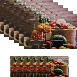 Dakshya Industries Brown & Yellow 6 Pieces Printed Rectangular Table Placemats image 3