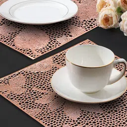 Dakshya Industries 4-Pcs Copper-Toned Self Design Rectangular Table Placemats image 5