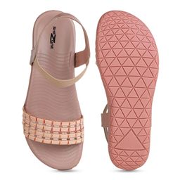 Shezone Textured Open Toe Flats With Backstrap image 4