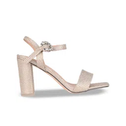 Ronnie Grey Embellished PU Party Block Mules with Laser Cuts image 4