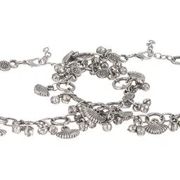 Jazz and Sizzle Set Of 2 Silver-Plated Anklets image 2