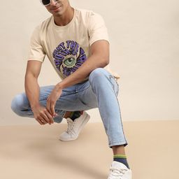VEIRDO Typography Printed Cotton Oversized Fitted T-shirt-image-60