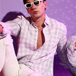Campus Sutra White & Lavender Other Checks Classic Cotton Casual Shirt-image-77