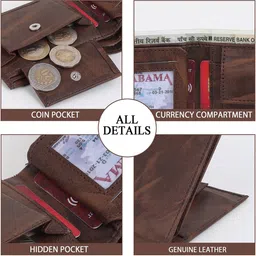 HENEDA Men Abstract Textured Two Fold Wallet image 2