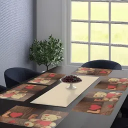 REVEXO Brown & Red 6 Pieces Printed Rectangular Table Placemats image 3