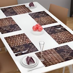 REVEXO Beige & Brown 6 Pieces Printed Rectangular Table Placemats image 2