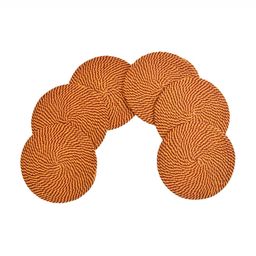 HOMADORN 6 Pieces Red & Yellow Self Design Pure Cotton Round Reversible Table Placemats image 4