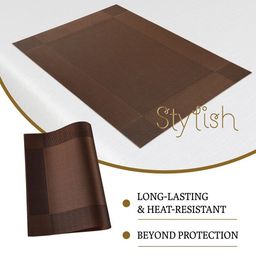 Kuber Industries 6 Pieces Brown Rectangular Textured Table Placemats image 2