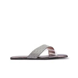 Anouk Grey Textured Open Toe Flats image 4
