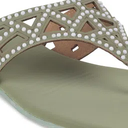 Mochi Embellished Open Toe Flats With Laser Cuts image 3