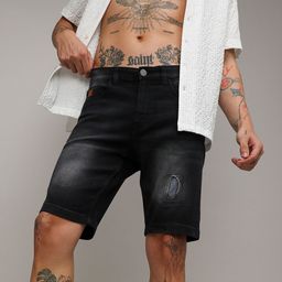 Campus Sutra Blue Men Distressed Denim Shorts-image-81