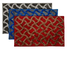 Kuber Industries Set of 3 Patterned Velvet Anti-Skid Doormats-78