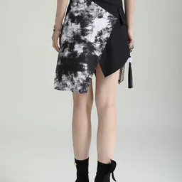 JC Collection Abstract Printed Asymmetric A-Line Mini Skirt image 4