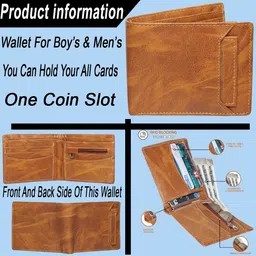 HENEDA Men Tan PU Two Fold Wallet image 4