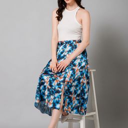 PURYS Abstract Printed Flared Midi Skirt image 2