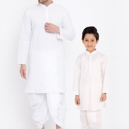 VASTRAMAY Boys White Pure Cotton Kurta with Dhoti Pants-picture-20