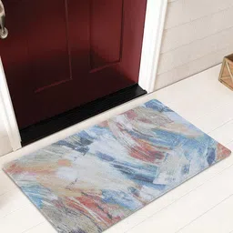 OBSESSIONS Blue & Brown Abstract PVC Doormats-0