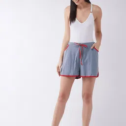 Miss Chase Women Grey Striped Loose Fit Shorts-image-54