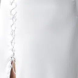 Oxolloxo Plus Size Zig-zag String Detailed Plus Size Satin Midi Skirt image 2