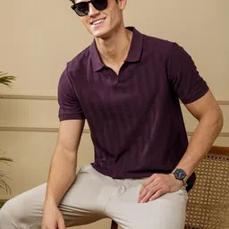 DAMENSCH Solid Textured Polo T-Shirts-image-60