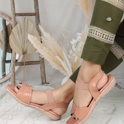 ICONICS Textured Open Toe Flats image 2