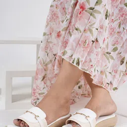 Walkfree Colourblocked Buckled Open Toe Flats-52