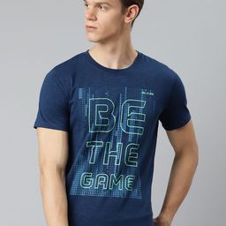 Alcis Men Navy Blue Typography Printed T-shirt-image-77