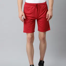 Alcis Men Red Slim Fit Mid-Rise Sports Shorts-image-41