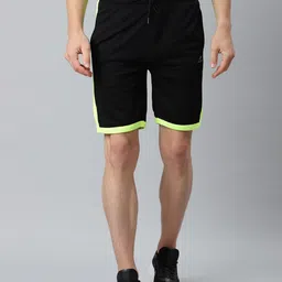 Alcis Men Black Solid Slim Fit Mid-Rise Sports Shorts-image-48