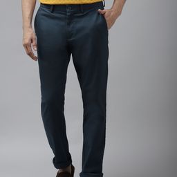 Blackberrys Men Teal Blue Solid B-95 Slim Fit Regular Trousers-image-51