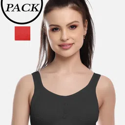FIMS Black & Red Pack of 2 Non Padded Non Wired Super Support Sports Bra-43