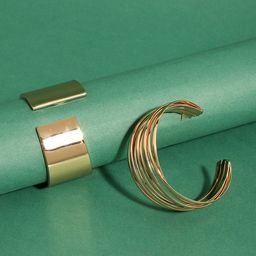 SOHI Set Of 2 Gold-Plated Cuff Bracelets-28