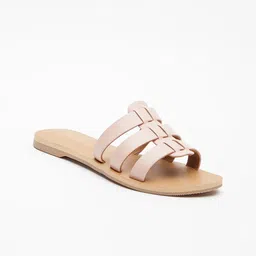 Tokyo Talkies Women Pink Printed Open Toe Flats with Laser Cuts-image-60