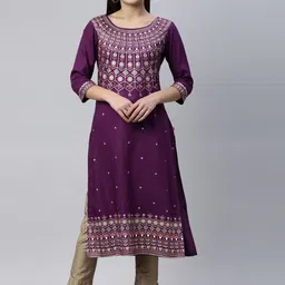 Marcia Women Purple Ethnic Motifs Printed Indie Prints Kurta-image-28